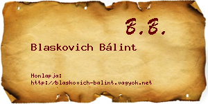 Blaskovich Bálint névjegykártya